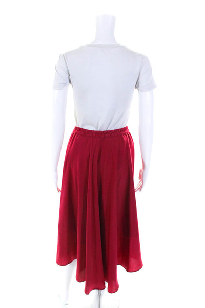 Xirena Women's Elastic Waist Asymmetrical Flare Lined Maxi Skirt Red Size S