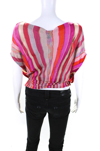 Missoni Womens Boat Neck Striped Belted Top Multicolor Size 6