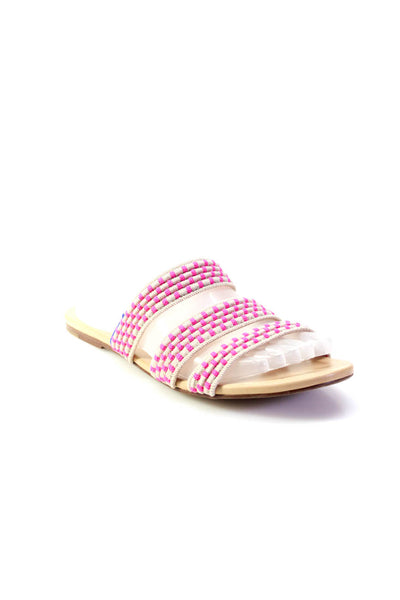 Rothys Womens Open Toe Checkered Print Strappy Slip On Sandals Pink Size 7.5