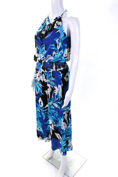 Parker Womens Abstract Printed Sleeveless Smocked Waist Maxi Dress Blue Size XS