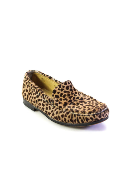 St. John Sport Womens Spotted Print Ponyhair Slip On Loafers Brown Size 7.5
