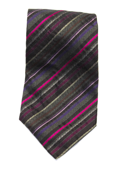 Etro Mens Striped Print Wrapped Classic Tie Black Size One Size