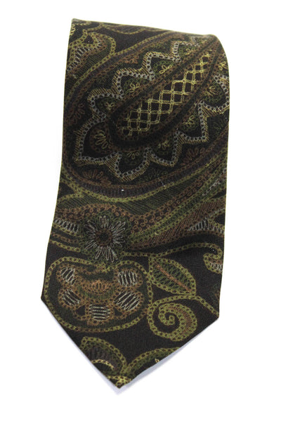 Etro Mens Silk Abstract Print Wrapped Formal Tie Brown Size One Size