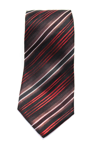 Etro Mens Striped Print Wrapped Colorblock Tie Black Red Size One Size