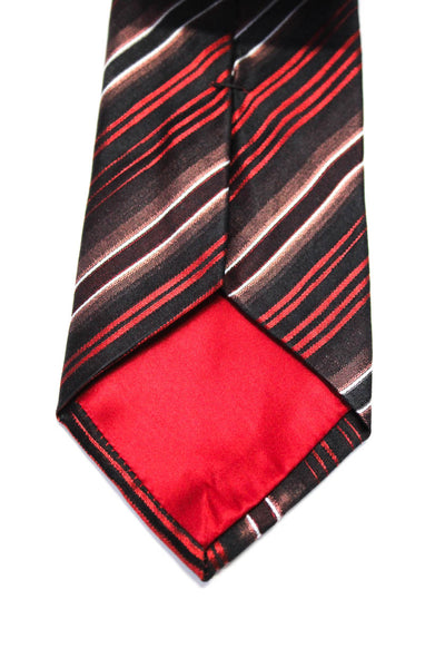 Etro Mens Striped Print Wrapped Colorblock Tie Black Red Size One Size