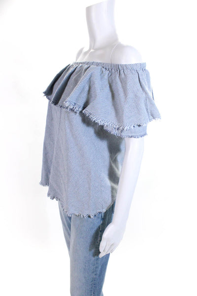 Velvet by Graham & Spencer Womens Off the Shoulder Blouse Light Blue Size S