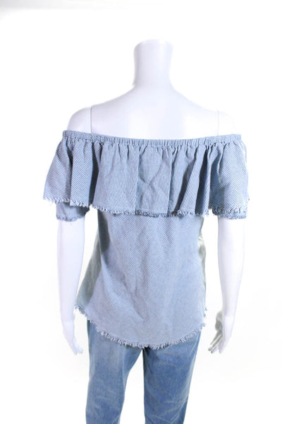 Velvet by Graham & Spencer Womens Off the Shoulder Blouse Light Blue Size S