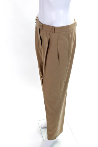 BASLER Womens Pleated High Rise Straight Tapered Leg Pants Tan Brown Size 40
