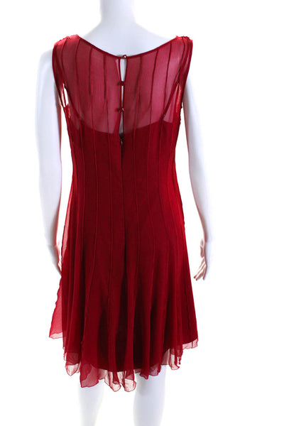 Calvin Klein Womens Striped Sleeveless Round Neck Slip Shift Dress Red Size S