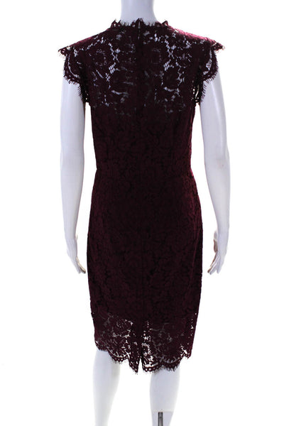 Rachel Zoe Womens Lace Sleeveless Crew Neck Sheath Cocktail Dress Red Size 6