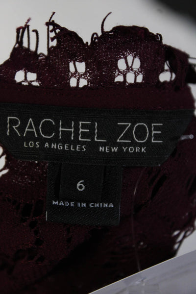 Rachel Zoe Womens Lace Sleeveless Crew Neck Sheath Cocktail Dress Red Size 6