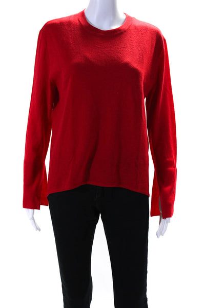 Alexis Womens Merino Wool Knit Crew Neck Long Sleeve Sweater Top Red Size S
