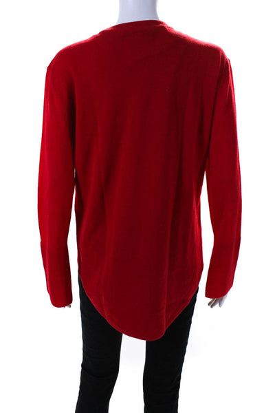 Alexis Womens Merino Wool Knit Crew Neck Long Sleeve Sweater Top Red Size S