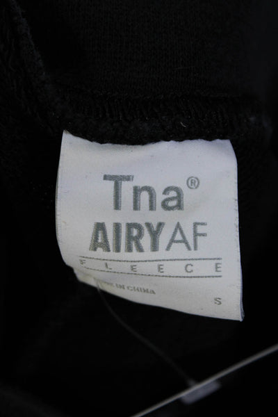 TNA Womens Mid Rise Knit Airy AF Fleece Jogger Pants Black Cotton Size Small
