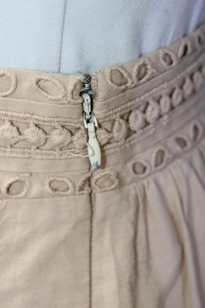 Intermix Womens Side Zip Eyelet Midi A Line Skirt Brown Cotton Size 0