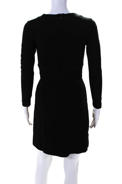 Milly Womens Back Zip Long Sleeve V Neck Sheath Dress Black Size Petite