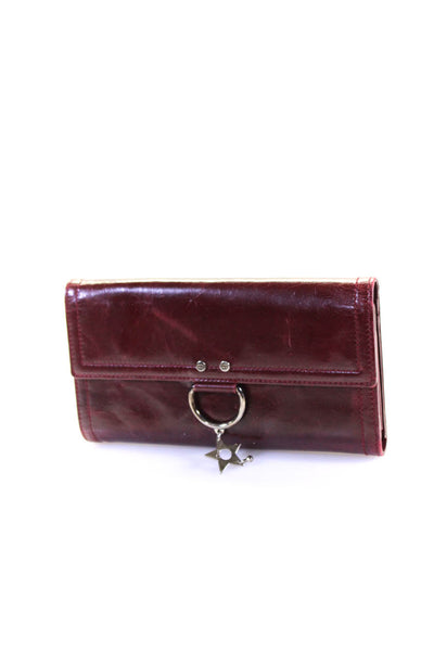 Christian Dior Womens Leather Silver Tone Star Charm Wallet Red