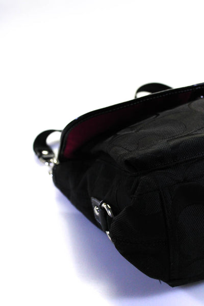 Coach Womens Silver Tone Flap Crossbody Messenger Shoulder Handbag Black