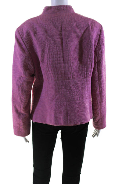 Lafayette 148 New York Womens Full Zipper Jacket Pink Cotton Size 14