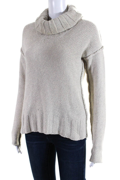 James Perse Womens Long Sleeves Turtleneck Sweater Beige Wool Size 1