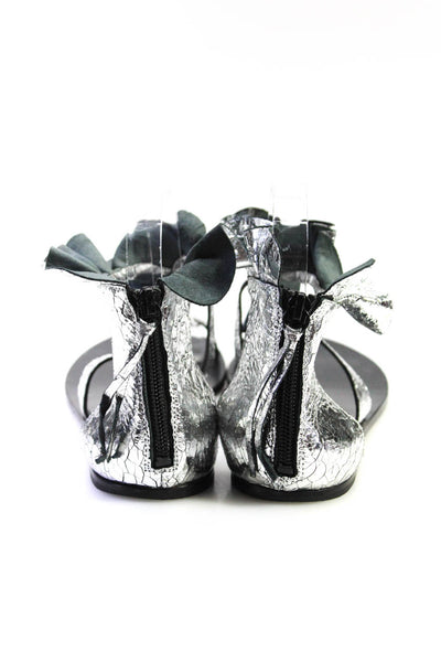 Isabel Marant Womens Toe Ring Thong Ruffled Sandals Silver Metallic Size 38 8