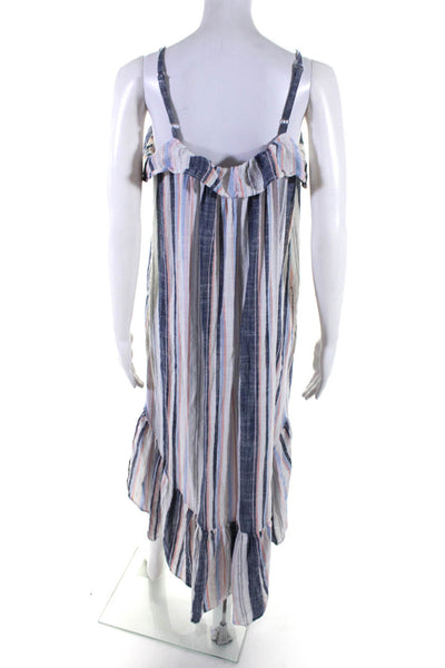 Xirena Womens Cotton Striped Ruffle Trim Sleeveless Midi Dress White Size S