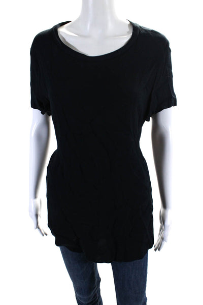 3.1 Phillip Lim Womens Short Sleeve Side Slit Scoop Neck Tee Shirt Navy Size 6