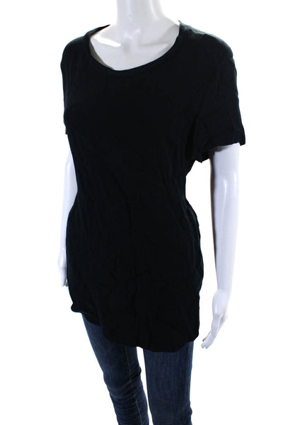 3.1 Phillip Lim Womens Short Sleeve Side Slit Scoop Neck Tee Shirt Navy Size 6