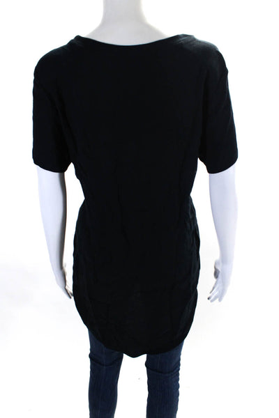 3.1 Phillip Lim Womens Short Sleeve Side Slit Scoop Neck Tee Shirt Navy Size 6