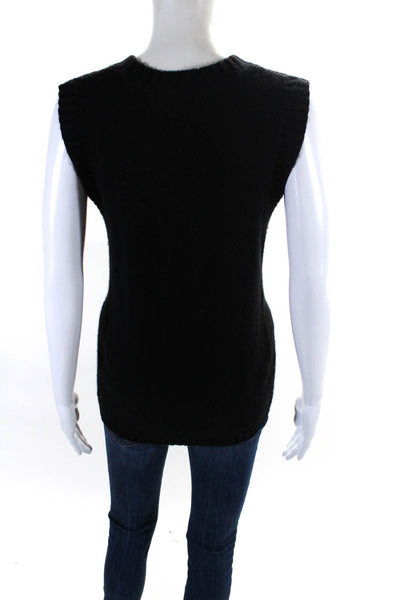 Autumn Cashmere Womens Cashmere Sleeveless Knitted Sweater Vest Black Size L