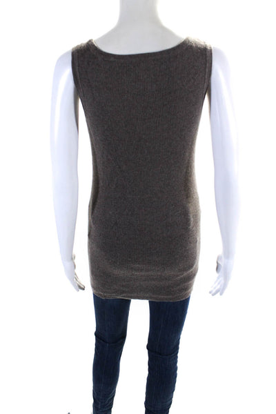 Magaschoni Womens Ribbed Knit Scoop Neck Sweater Tank Top Taupe Size S