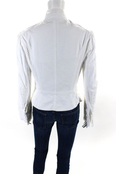 Marc Jacobs Womens White Cotton Textured Ruffle Long Sleeve Jacket Size S
