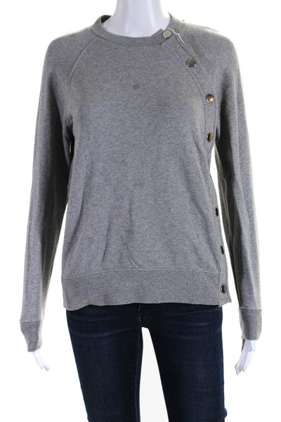 10 Crosby Derek Lam Womens Cotton Button Up Sweatshirt Top Gray Size XS