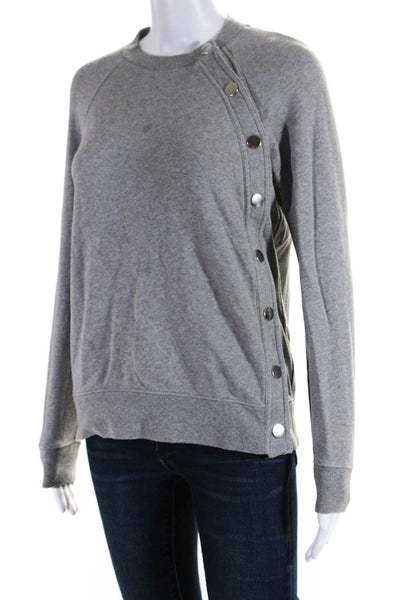 10 Crosby Derek Lam Womens Cotton Button Up Sweatshirt Top Gray Size XS