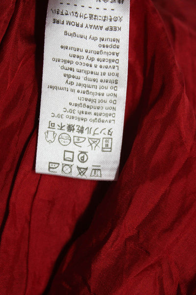 Il Gufo Girls Grid Print Ruffle Trim Long Sleeve Zip Up Dress Red Size 8Y