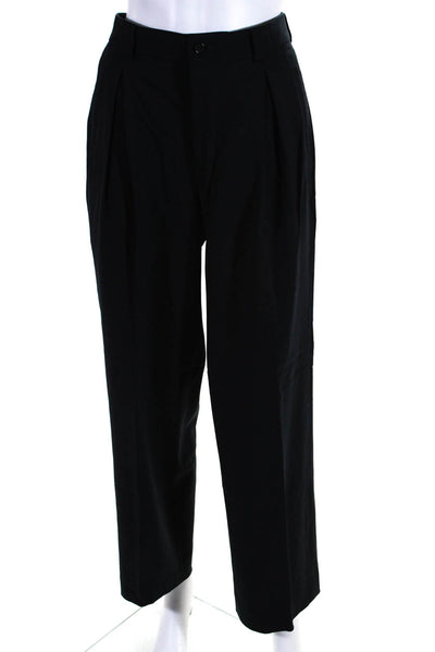 Giorgio Armani Womens Wool Pleated Buttoned Tapered Dress Pants Black Size EUR30