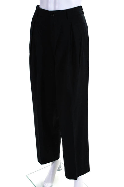 Giorgio Armani Womens Wool Pleated Buttoned Tapered Dress Pants Black Size EUR30