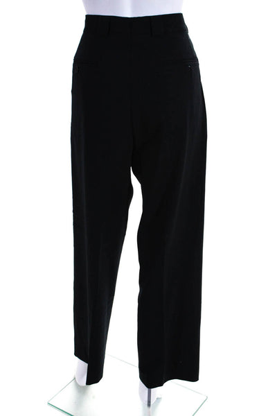 Giorgio Armani Womens Wool Pleated Buttoned Tapered Dress Pants Black Size EUR30