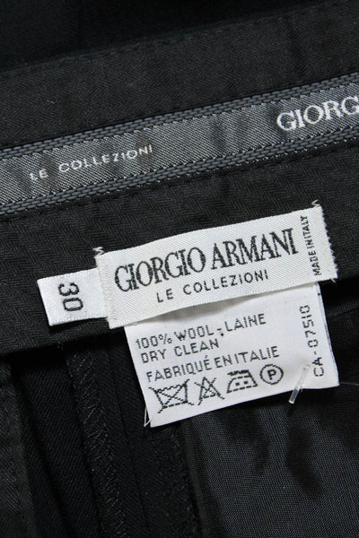 Giorgio Armani Womens Wool Pleated Buttoned Tapered Dress Pants Black Size EUR30