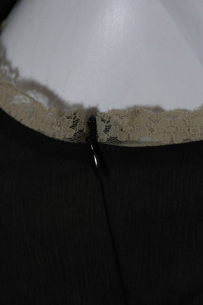 Michael Michael Kors Womens 100% Silk V Neck Tank Blouse Black Beige Size 10