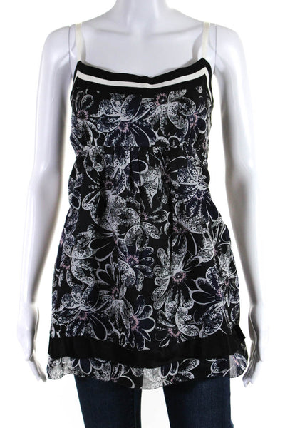 Marc By Marc Jacobs Womens Floral Sleeveless Tank Blouse Black White Size  L