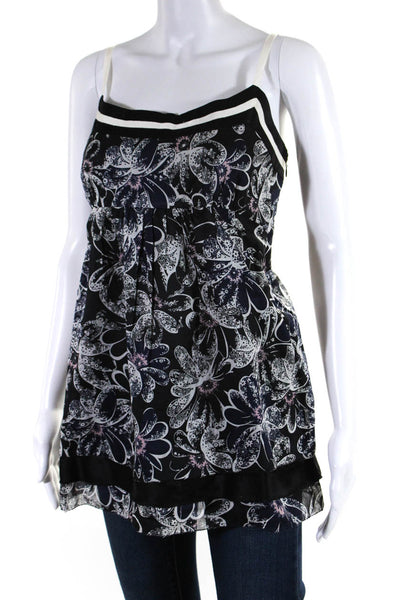 Marc By Marc Jacobs Womens Floral Sleeveless Tank Blouse Black White Size  L