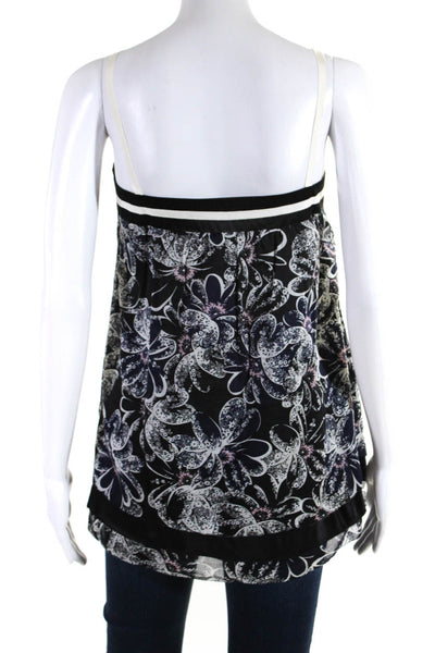 Marc By Marc Jacobs Womens Floral Sleeveless Tank Blouse Black White Size  L