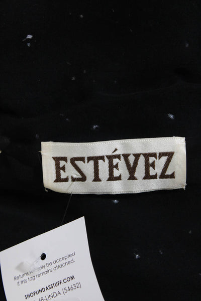 Estevez Womens Long Sleeve Square Neck Sequin Mini Sheath Dress Black Size 4
