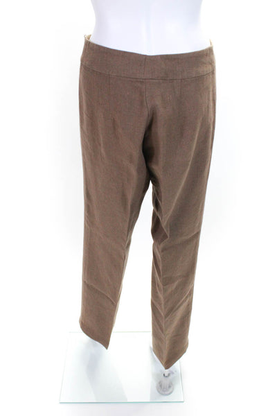 Eileen Fisher Womens Linen 2 Piece Button Down Long Sleeve Pant Set Brown Size S