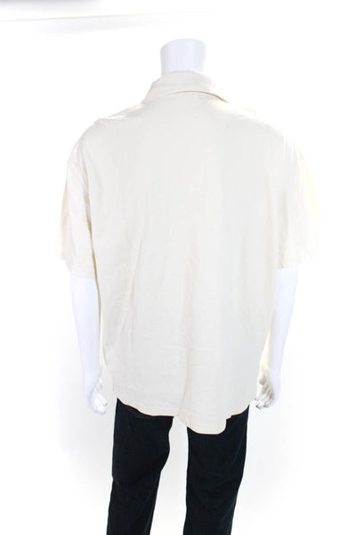 Deus  Mens Short Sleeves Polo Shirt White Cotton Size Medium