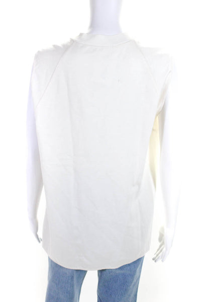 3.1 Phillip Lim Womens Sleeveless Pleated Round Neck Tank Blouse White Size 4