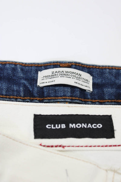 Club Monaco Zara Woman Womens Low Rise Straight Jeans White Blue Size 4 Lot 2