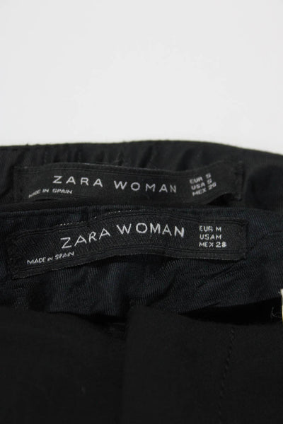 Zara Woman Womens Slim Straight Pleat Mid Rise Dress Pants Black Size S M Lot 2