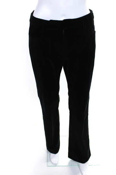 Giuliana Teso Women's Hook Closure Straight Leg Velvet Pant Black Size 40